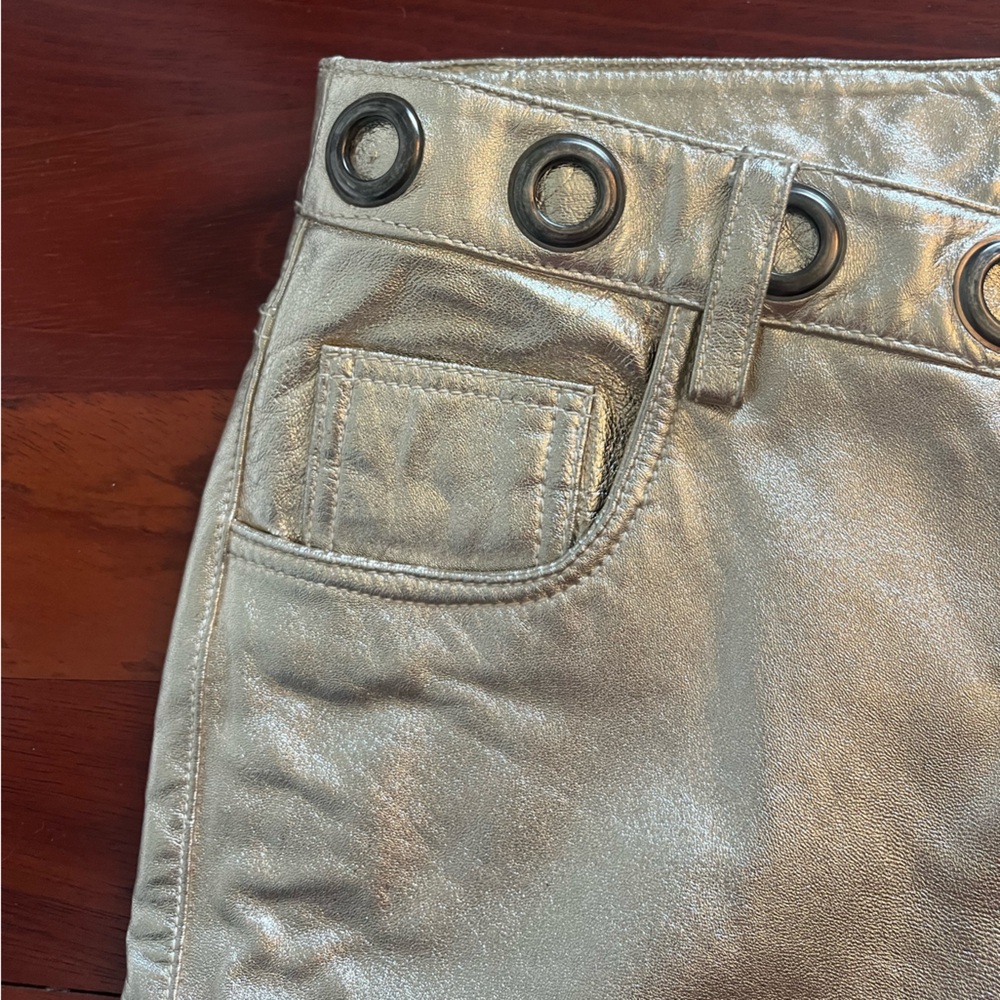 One Teaspoon - Gold 100% Sheepskin Leather Pants (Size M) - Picture 12 of 16
